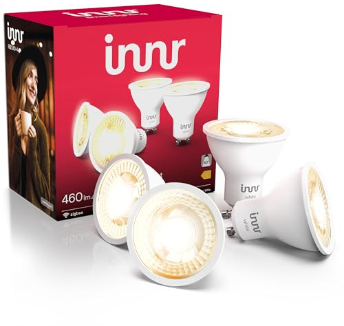 innr Zigbee GU10 Smart LED Spot, funktioniert mit Hue* und Alexa (Bridge erforderlich), Warmweiß, Dimmbar, Smart Home Lampe, 460lm, 4 Stück