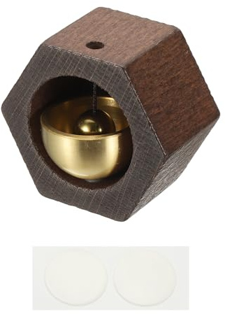 PATIKIL 1 Juego De Campana Para Tiendas Campana De Madera Magnética Colgante Campanilla Decorativa Para Puerta Con Autoadhesivo Para Negocios Al Entrar Decoración Nogal Hexágono