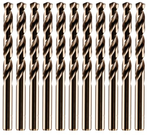 Rennie Tools - Box of 10 x 7mm HSS Gold Cobalt Jobber Drill Bit Set For Stainless Steel, Hard Metals, Aluminium, Cast Iron, Copper. Twist Drill Bit Sets Supplied In A Box. 7mm Drill Bit Set