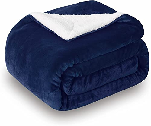 SOCHOW Couverture Double Face en Sherpa, Plaid Épais et Ultra Doux pour Canapé et Salon, 150 x 200 cm, Bleu Marin
