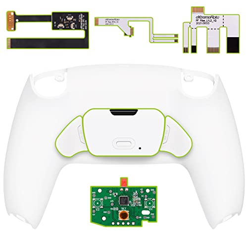 eXtremeRate White Back Paddles Programable Rise 2.0 Remap Kit for ps5 Controller BDM-010 BDM-020, Upgrade Board & Redesigned Bottom Shell & Back Button Attachmen