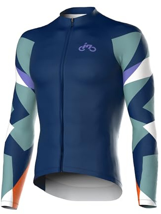INBIKE Maillot de Ciclismo y Culot MTB de Manga Larga para Hombre con 3 Bolsillos Ligero Transpirable y Cómodo Material Secado Rápido Agradable a Piel, Azul Marino, XL