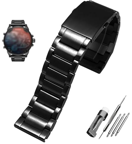 KAPPDE Gold Farbe Edelstahl Uhrenarmband 22 mm 24 mm 26 mm 28 mm Männer massives Metall Armband für Diesel DZ7333 DZ4344 Uhren band, 26 mm, Achat