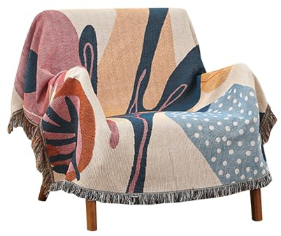 Ergocar Manta Bohemia Delgada y Cómoda De Punto con Borlas, Cálida con Patrones para Sofá, Suave Decoración para Sillones, Cama