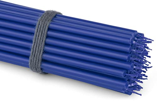 NKlaus 50x Bougies à tige Bleues 16 cm Bougies Fines sans suie & anti-gouttes Longue durée de combustion Bougies en cire de paraffine pour décoration & fête 36112