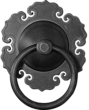 Türklopfer für die Vordertür, schwarzes reines Kupfer, antiker Türgriff im chinesischen Stil, rostfreie Retro-Bronze-Holzschranktür (schwarz, 6 cm Durchmesser)