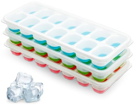 Stampo Ghiaccio | Cubetti Ghiaccio Per Cocktail Whisky e Bibite | Stampo per Ghiaccio Impilabile Salvaspazio | Cubetti Ghiaccio Silicone BPA Free | Forme per Ghiaccio Resistenti Set da 3 Pezzi