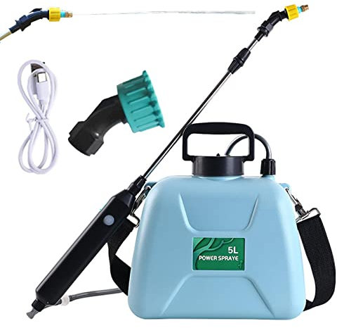 5 L elektrisk spruta för trädgårdsskötsel | trädgårdssprutor 5 liter tryck | batteridriven spruta med 2 justerbara sprutmunstycken | ogräsmedel sprutpump | 5 l spraypump tryckspruta