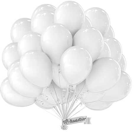 BIO Luftballons Weiß • 100 Stück • MADE IN EU • Premium Ballons Aus 100% Reinem Naturlatex • Helium Luftballons Bunt • Aus Natürlichen Rohstoffen • Für Geburtstag