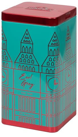 Ahmad Tea London Gifts | Contemporary London Caddy with Earl Grey | Gift | London & English Souvenirs | 40 Teabag Sachets | 1 Flavour