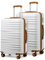 British Traveller Reisekoffer Set Handgepäck Koffer Trolleys Hartschalenkoffer ABS+PC mit 4 Spinnerräder Rollkoffer mit TSA-Schloss Weiß