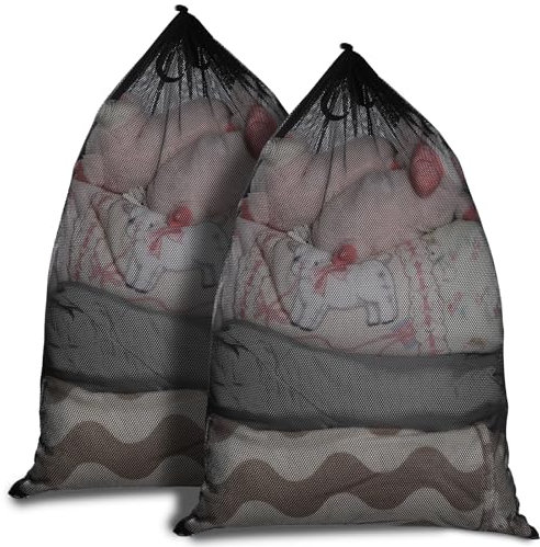 WD&CD 2 Piezas Bolsa Lavar Ropa con Cordón, Red Lavadora Ropa Interior, Bolsa Ropa Sucia Viaje, Bolsas para Lavar Ropa en Lavadora, Bolsa Malla Lavanderia, Saco Ropa Sucia Reutilizable, 60x90cm, Negro