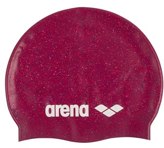 Arena Klassische Unisex-Badekappe aus recyceltem Silikon für Damen und Herren, intensives Training und Rennen, Bequeme Langhaar, Schwimmkappe, Ruby, Mehrfarbig