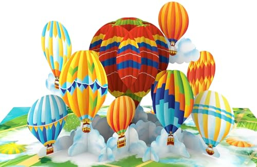 papercrush® Biglietto pop up con mongolfiera - Biglietto di compleanno 3D con palloncino, Biglietto d'auguri & regalo in denaro speciale per gite in mongolfiera, Biglietto auguri pensione per collega