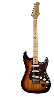 EKO GUITARS – ST‑401 Guitare Électrique, Corps en Paulownia, Manche en Érable, Touche en Érable, 3 Micros Single-Coil, Chevalet Vintage, 22 frettes, Couleur Sunburst
