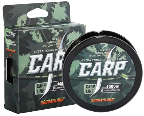 Sougayilang Karpfenangelleine 1000m Niedrig sichtbares geflecktendes Design Außerordentlich Starke und widerstandsfähige Monofileine 14-24 lbs (0,30 mm/0,33 mm/0,35 mm/0,40 mm) für Karpfenangeln-0.30