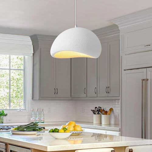 MEVZHH Candelabras, Luminaria Colgante Escandinava - Lámpara Moderna Wabi-Sabi Ajustable para la Isla de Cocina Y el Comedor E27 Diseño de Cemento de Hormigón Base en Beige Y