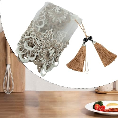 Eawfgtuw For Oval Lace Table Runner with Embroidered Flowers, Anti-Slip Polyester Tablecloth for Dining Table, TV Cabinet, Dresser, Wedding and Party Decor, 40 x(40 * 140cm A)