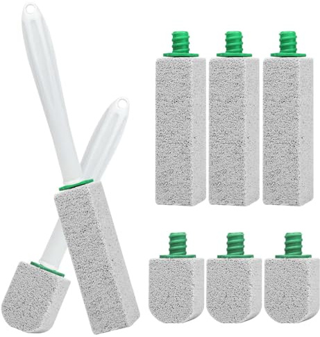 8 Pezzi Pietra Pomice Detergente Wc, Pulizia Pietra Detergente con 2 Maniglie Naturale Pumice Stone Spazzole, Bastone Pomice Pulitore Efficace Rimozione per Bagno, Barbecue, Cucina, Doccia, Lavandino