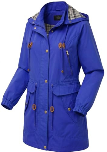 SBZ Womens Raincoat Waterproof Rain Jacket Breathable Summer Coat Hooded Ladies Spring Lightweight Windbreaker Functional Jacket Outerwear with Pockets