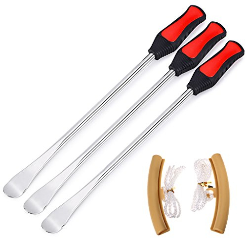 BTSKY Reifenheber Löffel Set - 3 Reifenheber Werkzeug Löffel + 2 Felgenschützer Tool Kit für Motorrad Fahrrad Auto Reifenwechsel Entfernen (14,5 Zoll / 37 cm)