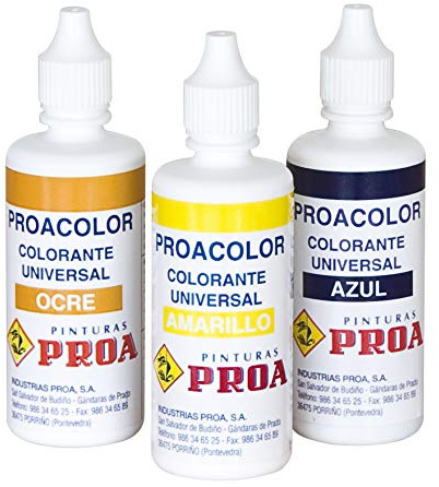 COLORANTE UNIVERSAL PROACOLOR. Azul. 40 ML. Tinte para pinturas plásticas, esmaltes al agua y esmaltes sinteticos al disolvente.