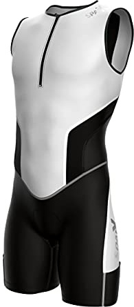Sparx X Triathlon Suit Men Racing Tri Cycling Skin Suit Bike Swim Run (White_Elite, XL)