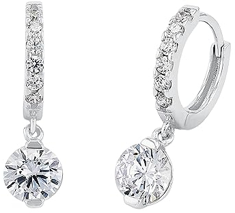 Amor Creolen 925 Sterling Silber Damen Ohrschmuck, mit Zirkonia synth., 2,1 cm, Silber, Kommt in Schmuck Geschenk Box, 2023071