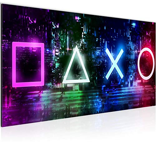 Runa Art Wandbild Spielkonsole Gamer 1 Teilig 100 x 40 cm Modern Bild auf Vlies Leinwand Jugendzimmer Teenager Kinderzimmer Bunt 038812a