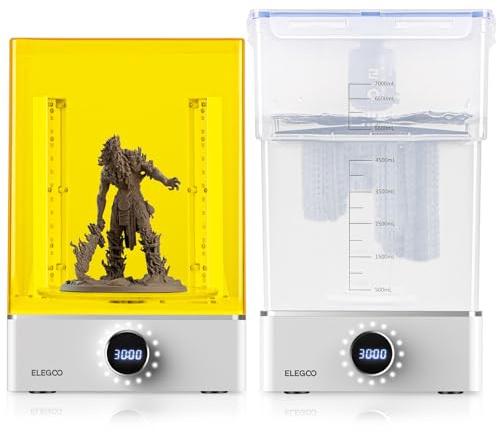 ELEGOO Mercury X Paquete con Estaciones separadas de Lavado y curado para Mars, Photon S, Photon Mono, impresoras LCD/DLP/SLA, Horno UV para Resina 3D con Plato Giratorio y Cubo de Lavado