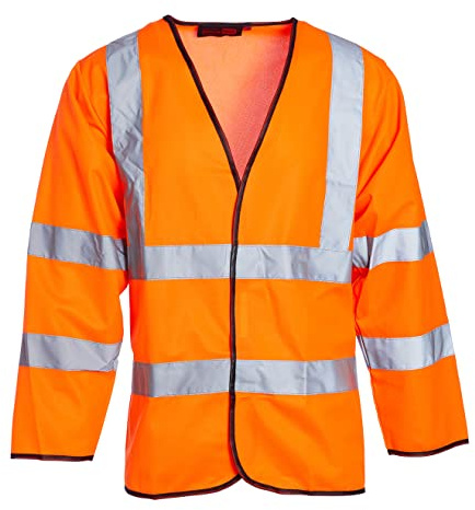 Blackrock Hi Vis Long Sleeve Vests Orange, Reflective High Vis Jackets | Hi Viz, Work Utility & Safety Clothing, Neon Clothes, Running, Jacket, Hivisible, Security, PPE, Fluorescent - Size Large