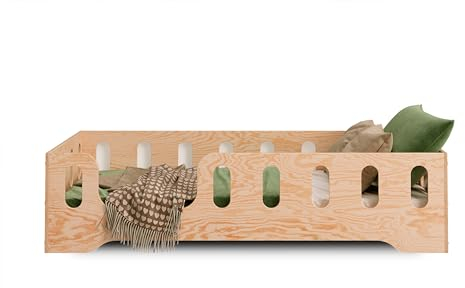 smartwood Bodenbett 90x200 Montessori Kinderbett aus Holz mit FSC-Zertifikat TILA 2L mit Rausfallschutz & Lattenrost bis 230kg belastbar - Einfache Montage