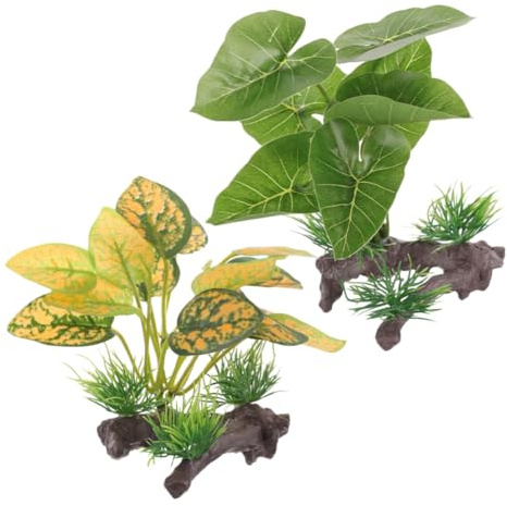 HANABASS Plantas Artificiales para Acuario 2 Decoración Realista Peceras Plantas De Plástico con Base para Paisajes Acuáticos Y Refugio De Peces