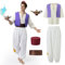 Joellfuner Aladdin Kostüm Mann, Aladdin Kostüm Herren, Prinz Ali Aladdin Kostüm mit Arabischer Prinz Weste, Aladdin Lampe, Hemden, Hüte, Aladinhose für Mottoparty Karneval Fasching (L)