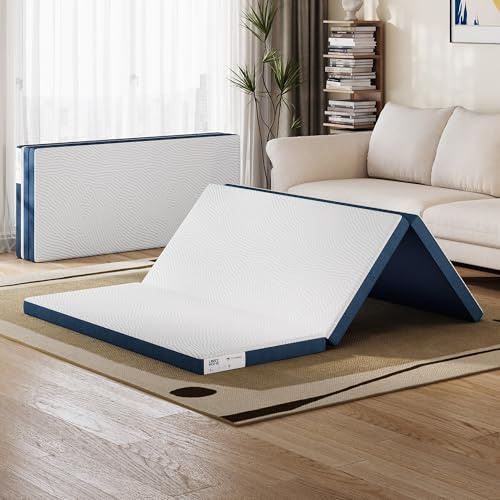 LINSY Home Colchón Plegable de 140 x 200 cm con Funda Extra Impermeable, colchón de 7,5 cm Tencel Trifold, colchón de Espuma viscoelástica, Plegable, portátil, fácil de almacenar, sofá Cama
