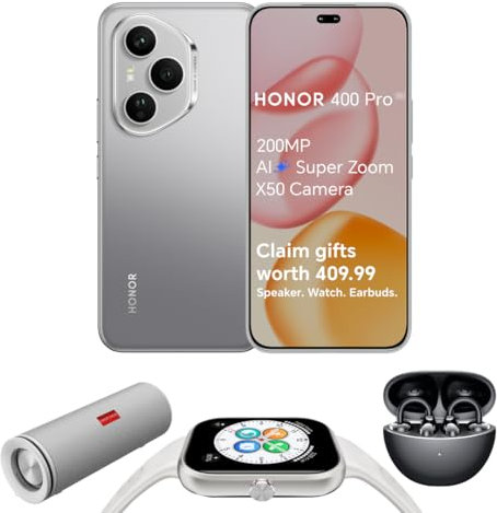 HONOR 400 Pro Unlocked 5G Smartphone, 200MP AI Super Zoom Camera,6.7 inch,12GB+512GB,5000nits Ultra Bright Display,IP69 Water Resistance,Dual SIM,Android 15,Lunar Grey