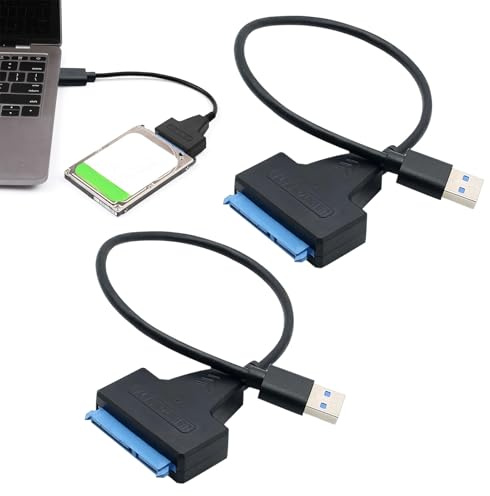Nangilo 2PCS SATA to USB 3.0 Hard Drive Cable & Recovery,SATA to USB Adapter,USB 3.0 to SATA Cable Adapter,High-Speed Data Transfer for 2.5Inch SSD/HDD - Portable & Plug and Play