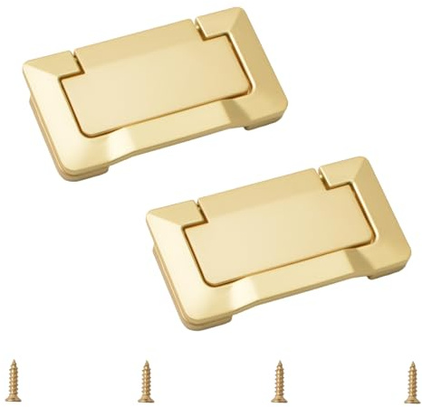 MOROBOR 2 manijas de cajón para puertas de bolsillo, manija de anillo de tracción empotrada, tiradores ocultos de aleación de zinc con tornillos para armarios, cajones (cobre cepillado)