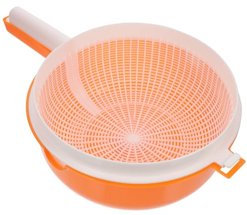 NUOBESTY Passoire Cuisine à Double Couche Orange Poignées Ergonomiques, Panier D'égouttage pour Légumes et Fruits, Bol Multifonction pour Lavage et Séchage, Ustensile Pratique Réutilisable