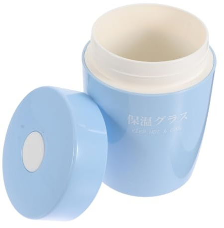 TOPPERFUN Thermal Porridge Cup Insulated Soup Container Sealed Food Jar Sky Blue Heat Preservation Breakfast Milk Cup Portable for Travel and Office Use