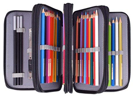 Stiftemappe Oxford Schlampermäppchen Schwarz Federmappe mit 4 Innentaschen Stiftetasche mit Großer Kapazität Federtasche Stifte Pinsel Bleistifte Aufbewahrungstasche Schüleretui für Kinder Erwachsene