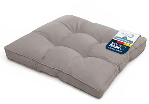 Beautissu Coussin Fauteuil Jardin Assise 60x60x10 cm – Résistant à l’Eau, Anti-Salissures & Lavable – Coussin Salon de Jardin Exterieur Déperlant pour Canapé Chaise Banc Terrasse Balcon – Gris Clair