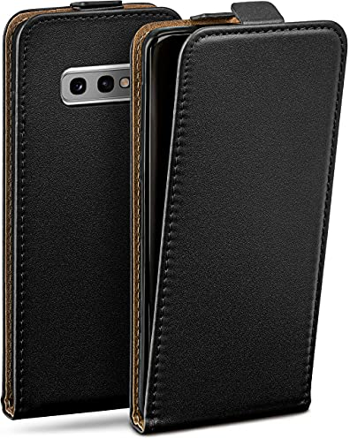 moex Flip Case für Samsung Galaxy S10e - Hülle klappbar, 360 Grad Klapphülle aus Vegan Leder, Handytasche mit vertikaler Klappe, magnetisch - Schwarz