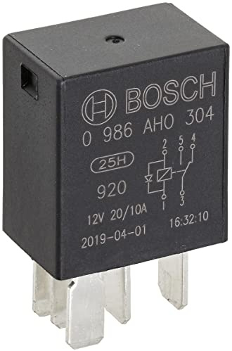 Bosch 0986AH0304 Micro-Relais 12V 20A, 5 terminaux, IP5K4 résistance aux températures allant de -40° C à 85° C