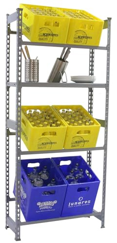 Simon Rack Estantería Cajas de Bebidas, 6 Cajas, 1000x800x300 mm, 4 Alturas, 100 kg de Punto Flexión, Estantería para Bebidas, Gris - Simonbottle