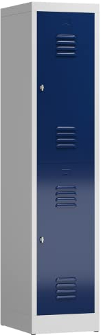 Lüllmann XL Spind Kleiderspind 1 Abteil 2 Fächer, 1800 x 400 x 500 mm (RAL 7035/5010 lichtgrau/enzianblau)
