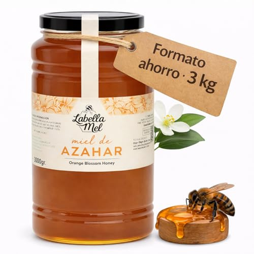 L'Abella Mel | Miel de Azahar 100% Natural y Pura | Miel Pura de Abeja Española Sin Pasteurizar Ni Aditivos | Recolección Manual Directa del Apicultor | Apicultura Familiar | 3 kg