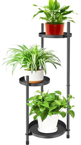 KHayRovies Porte plante interieur étagère plante, 3 Niveaux Support de Plante en Métal tabouret plante, Étagère à Fleurs Support de Pots Fleurs Porte Plantes Interieur pour Maison Balcon Jardin (A)