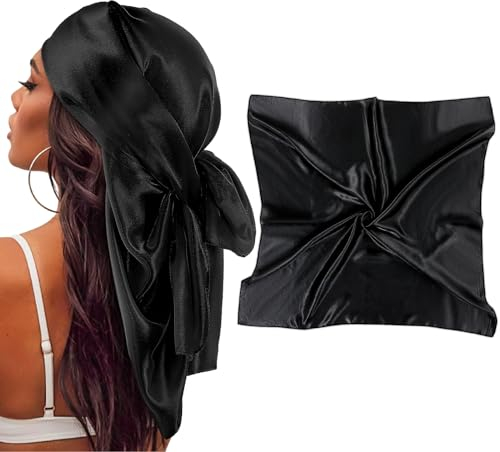 Qianyu 90 x 90 cm Große Quadratische Schals für Damen Seide Kopftuch Bandanas Silk Head Scarf Gefühl Schal Personifizieren Elegant Seidentuch Haartuch Halstuch Haarschmuck Taschentuch