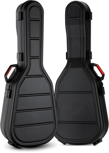 Shaman WGPC-4122BK Westerngitarren Case - Aus stabilem Polypropylen - mit schwarzem Plüsch ausgekleidet - 6 Schnappschlösser - Passend für alle gängigen Gitarren-Größen bis 16,5 Breite - Schwarz